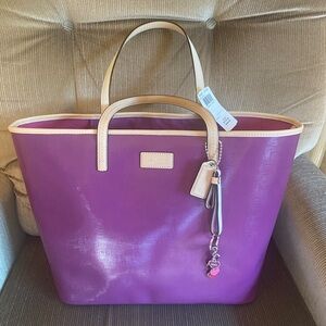 NWT Coach Leather Amethyst Tote